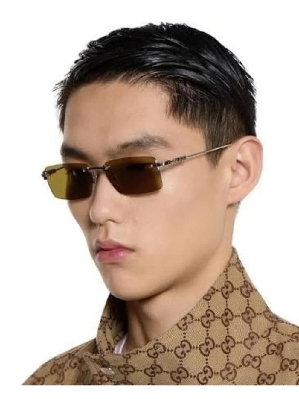 Gucci GG1941S 002 Rectangle Sunglasses - Silver / Green